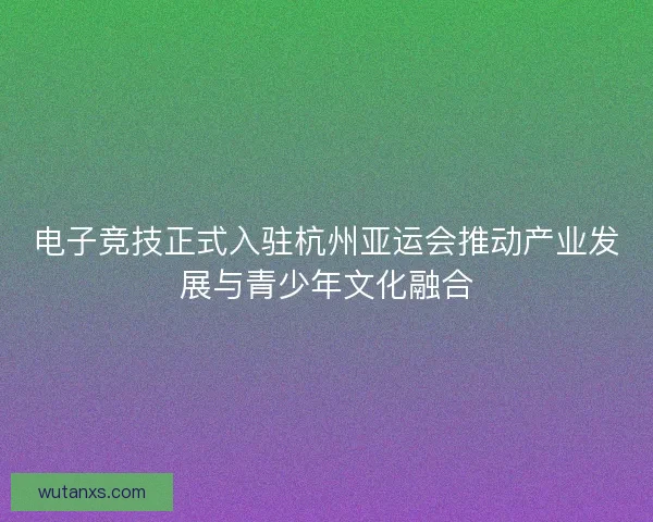 电子竞技正式入驻杭州亚运会推动产业发展与青少年文化融合